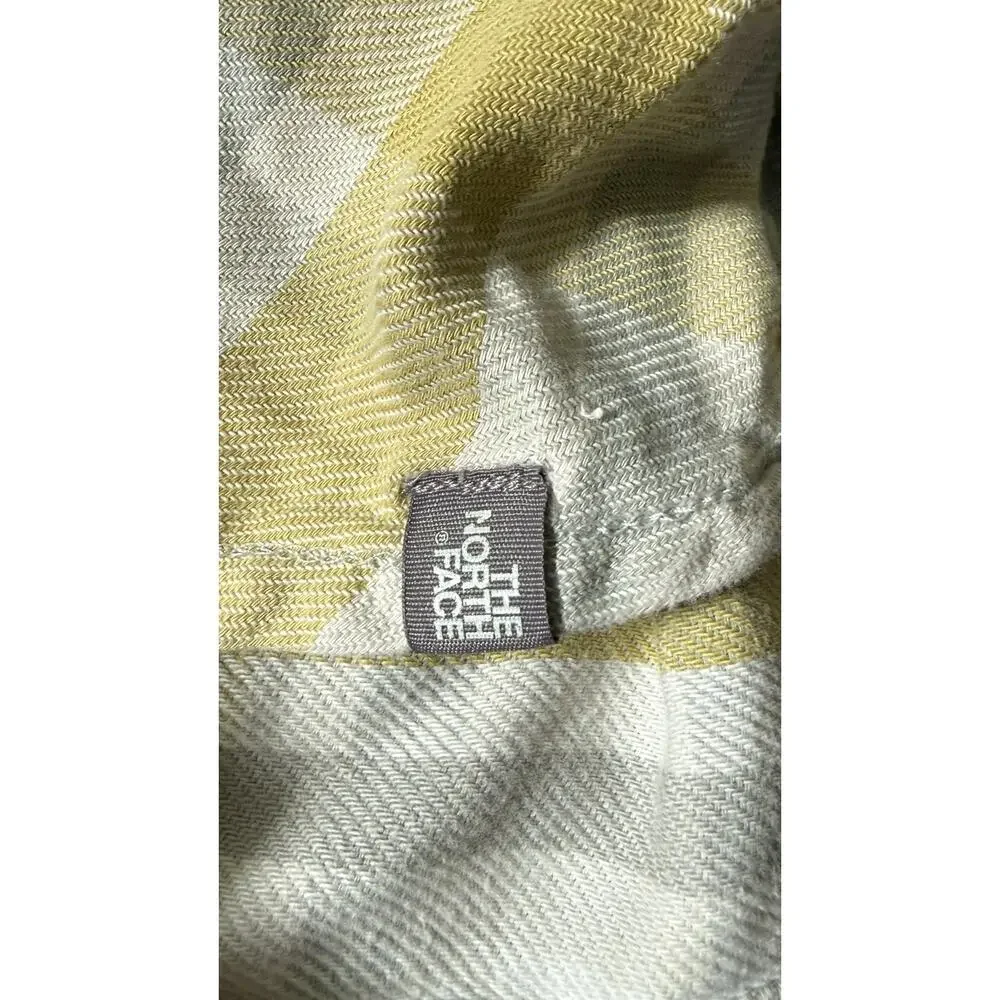The North Face Mens Plaid Flannel Shirt Size MY ellow Grey Heavyweight Cotton